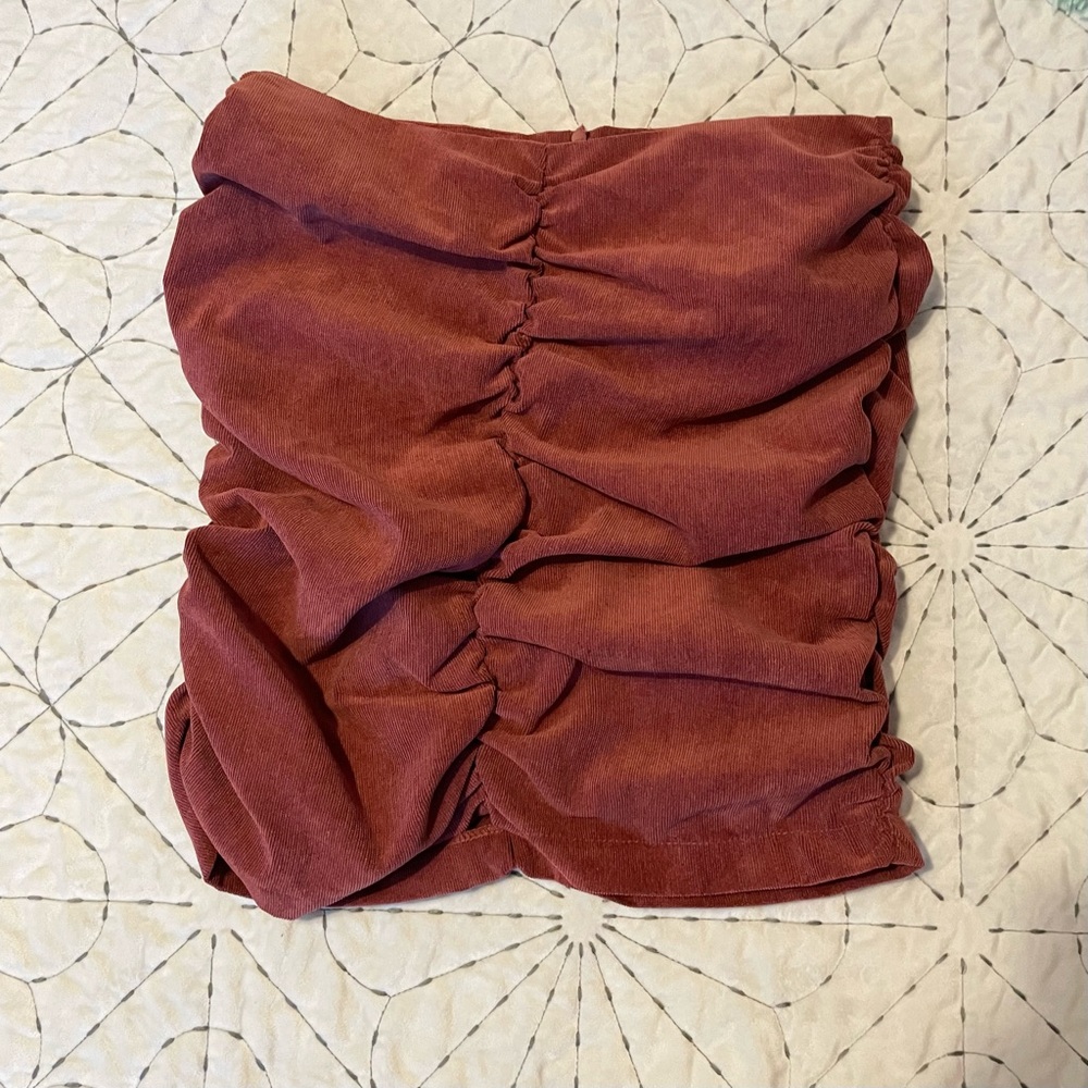 Zara Rose Pink Draped Corduroy Mini Skirt Valentines Day Outfit